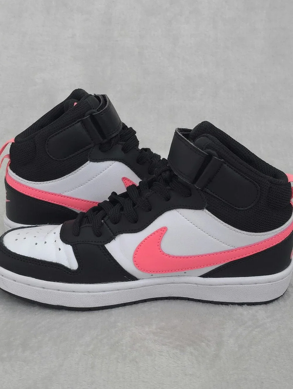 Nike Court Borough Mid 2 GS Black White Pink Mid Top Sneakers Girls 4Y